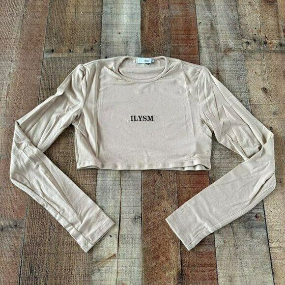 Adika tan longsleeve Ilysm crop top women's medium - Picture 1 of 7